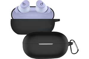 KUSINHOKA Etui kompatybilne z Beats Solo Buds, silikonowy pokrowiec ochronny z haczykiem na klucze, miękki, odporny na wstrząsy przenośny pokrowiec ochronny [ładowanie bezprzewodowe], czarny