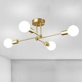 CIBITA Lamparas de Techo Dorada, Ø72CM Plafon Sputnik de 4 Luces, Lámpara Techo Vintage para Dormitorio, Sala de Estar, Cocin