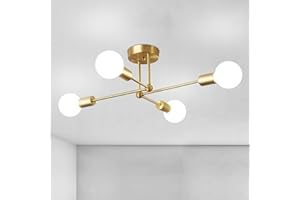CIBITA Lampadario Industriale, Plafoniera Sputnik Vintage, Lampada da Soffitto Forma DIY in Ferro Dorato per Camera da Letto, Soggiorno, Cucina, E27, Diametro 72 cm (Senza Lampadina)