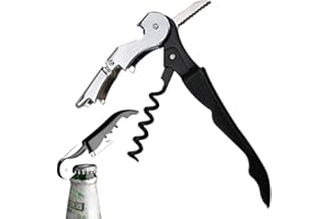 Fc'Noqgn Weinkorkenzieher, Flaschenöffner, Edelstahl, Multifunktionaler Wein- und Bieröffner für Weinflaschen, Flaschenverschlüsse, Flaschenkorken, Korken (Schwarz)
