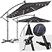 Produktbild Kesser Alu Ampelschirm Ø 300 cmLED mit An-/Ausschalter Solarpanel  Kurbelvorrichtung UV-Schutz Aluminium wasserabweisende Bespannung - Sonnenschirm Schirm Gartenschirm Marktschirm Grau