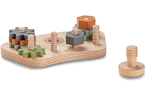 hauck Play Repairing S, Ingranaggi e Dadi - Gioco Educativo in Legno Compatibile con Vassoio da Gioco Play Tray per Seggiolone Pappa Alpha+, Beta+ e Arketa - Giocattolo Bambino dai 10 Mesi