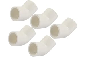 UXCELL sourcing map 5pcs Raccord Coude PVC Tuyau 20mm Dia 45 Angle Degré Adaptateur Connecteur Blanc