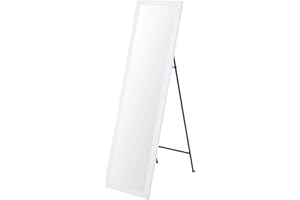 Home & Styling, Bodenmontage, Standspiegel mit Metallständer, 36xH126cm, Weiß - Ganzkörperspiegel Ankleidespiegel Garderobenspiegel