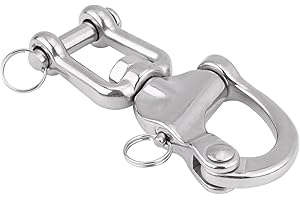 Keenso Mousqueton Pivotant à Emerillon, Maillons Rapides en Acier Inoxydable 316 Crochet à Ressort Rapide à Largage pour Drisse de Voilier Bateaux(128mm)