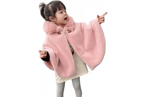 Proumhang Mantello da Bambina con Cappuccio,Poncho Invernale,Scialle all'aperto,Giacca con Cappuccio,Mantello da Principessa,Bebè Bambini Neonati Tuta da Neve