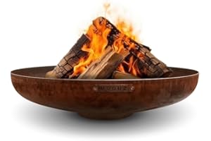 MOODZ Outdoor Living Brasero Ø100 cm - Brasero Exterieur - Barbecue brasero - Brazeros Exterieur Barbecue Plancha -Acier Corten