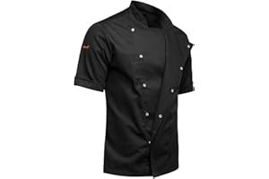 STRONGANT Veste de Cuisine Chef Homme Professionnel Manches Courtes Noir Blanc Gris