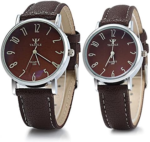Leopard Shop Yazole Couple Business Quartz Watch with Leather Band Coffee Coffee