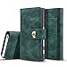 Produktbild Sony Xperia X Compact Hülle, Sony Xperia X Compact Schutzhülle Leder Hülle, Alfort 2 in 1 Retro Ledertasche Design Dual Use Falten Premium PU Leder Tasche Kartenfach Case Cover Flip Mappen Kasten Abdeckung für Sony Xperia X Compact 4.6" Smartphone mit einem Magnetverschluss ( Dunkelgrün )