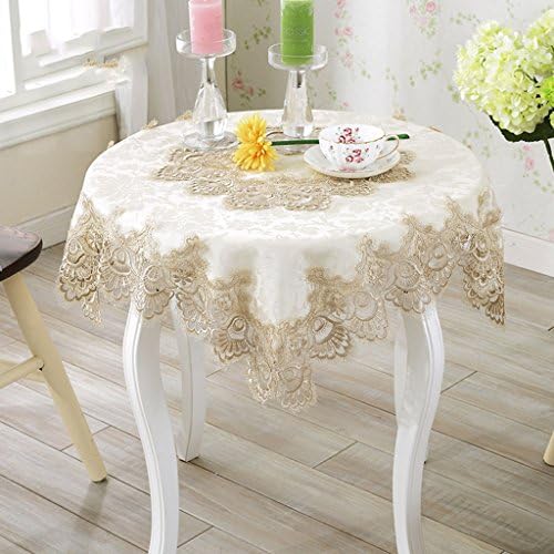 QIN PING GUO QPG European Style Lace Rural Tablecloth Air Conditioning Cover Square Tablecloth Cover Cloth Home Appliances Dust Cover Bedside Cabinet Multi-purpose Cover Towel (Size : 130*130cm)