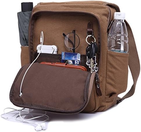 Zatous Vintage Canvas Shoulder Military Messenger Bag Military Leather Patchwork Messenger Bag 9089kafei