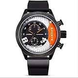 Wasserdichte Herren Quarzuhr Mode Geschäftsuhr Lederband Edelstahlschnalle Herrenuhr, Orange