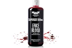 Fake Blood 500ml by Moon Terror Halloween SFX Pro Horror Make up for Vampire Zombie Theatre Special Effects Realistic Halloween Washable Fake Blood Makeup for Clothes
