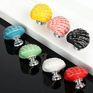 Generic Mixed Colors(7pcs) : Rural Style Drawer Cabinet Door Knobs Kids Room Handles Ceramic & Zinc Alloy