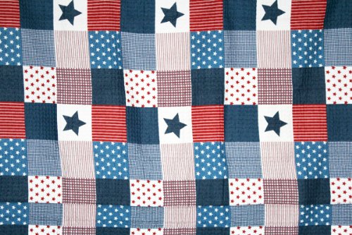 1001 Wohntraum D14 Quilt Stars ’n Stripes 180 x 220 cm Sterne USA Plaid Tagesdecke, Patchwork Landhaus Shabby Decke - 5