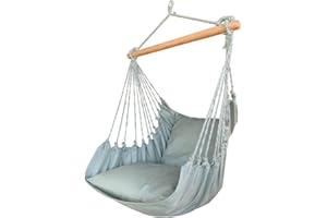 HOBEA-Germany Hängesessel Hängestuhl Hängesitz mit 2 Kissenhüllen, Größe Hängesessel:XXL (bis 140kg belastbar), Farben Hängesessel:Pistazie