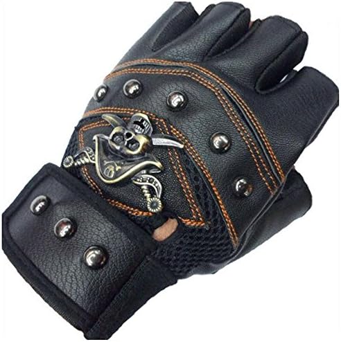 Outdoor Sports Riding Skull Rivet PU Material Perak Mountain Bike Mens Slip Cushioning Protection Gloves