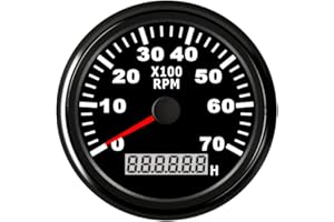 ELING Tachymètre Tachymètre Jauge Avec Compteur D'heures Pour Voiture Camion Bateau Yacht 0-7000 RPM 85mm Avec Rétro-Éclairage