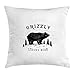 Produktbild ERCGY Bear Throw Pillow Cushion Cover, Strong Grizzly Bear in The Forest Vintage Grunge Look Life in The Mountains Theme, Decorative Square Accent Pillow Case, 18 X 18 inches, Black White