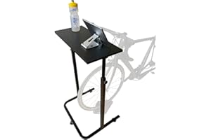 foto-kontor Bike Table Cycling Desk for Bike Roller with lockable castors Training Table Height Adjustable Indoor Bike Training Roller Trainer Smart Trainer