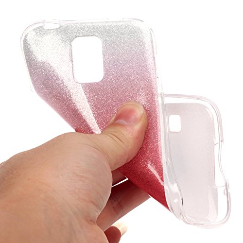Für Samsung Galaxy S5/S5 Neo Hülle Weiches Silikon Glitzer Schutzhülle Tasche Case,Hochwertig Leicht Gummi Schutz Hoch Handyhüllen Schale Etui,Herzzer Modisch Luxus Silikon Bunt Hülle [Farbverlauf Gradient Farbe] Regenbogen Bling Ultradünn Slim Schutztasche Hülle Bumper Case Back Cover für Samsung Galaxy S5/S5 Neo + 1 x Frei Rosa Handy Halterung Ständer + 1 x Frei Rosa Touch Pen Stift Stylus – Rosa - 4