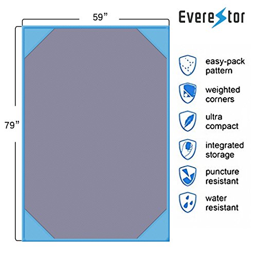 Beach Decke, Everestor Dauerhaft Leicht Tragbar Kompakt Sand & Wasser Beweis Tasche Decke für Outdoor Reise Wandern Camping Picknick Festivals 200cm x 150cm Blau - 8