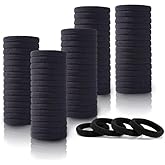 Elina Black Hair Ponytail Holder Rubber Bands Ties Soft Elastic No Damage Seamless Stretchable Non-Slip Cotton, Thick Thin, S