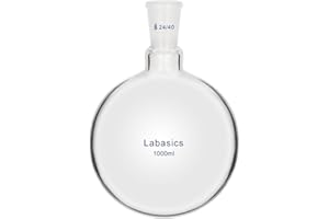 Labasics Glas Rundkolben, Borosilikatglas Starkwandiger Kurzhals-Rundbodenkolben RBF-Einzelhalskolben mit 24/40 Standardkonus außen, 1000 ml
