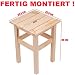 Produktbild KÜCHENHOCKER AUS UNBEHANDELTEM HOLZ 32,5 x 32,5 x 46 CM - FERTIG MONTIERT