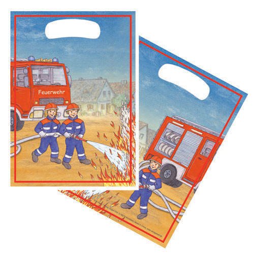 Preisvergleich Produktbild 10 Geschenktüten Feuerwehr (2 Feuerwehrmänner)