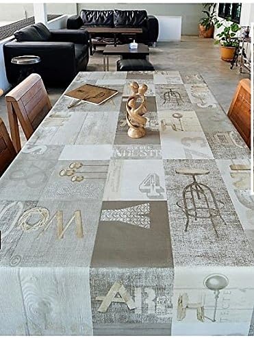 Grey, Vintage, Wood Art Design by WJDhome, Wipe Clean Tablecloth/Oilcloth/PVC. Size:140cm x 200cm.