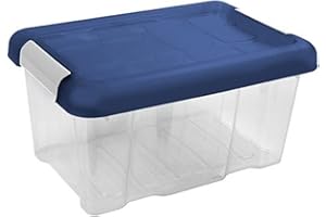 AC - Caja de ordenación de plástico - Nº 10 - Transparente con Tapa Azul - Modelo HG - Capacidad 5 litros - Dimensiones Aprox.: 29,4 x 20 x 14,5 cm