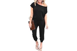 iChunhua Women Summer Off One Shoulder Jumpsuit with Pockets