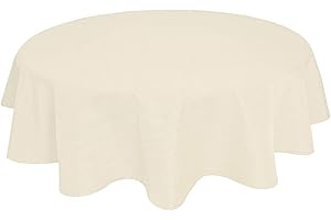 LEINEN-OPTIK-KOLLEKTION Tischdecke Leinenoptik Leinen Lotuseffekt Wasserabweisend Lotus Rund Ø140 Champagner