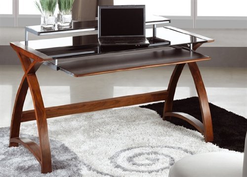 Jual Helsinki Curved Compact Walnut and Black Desk