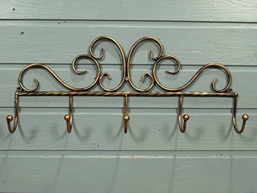 Hakenleiste Handtuchhaken aus Metall Landhausstil im Messing-Look 44,5x18cm