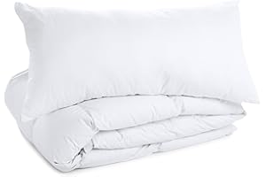 Amazinggirl Piumino in Microfibra 140 x 200 cm - per Tutte Le Stagioni piumone Trapuntato Piumini Bianco Completo: Piumino bianco con cuscino 40X80