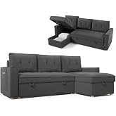 Nalui - Haven Chaise Longue Sofa Bed 213 x 129 x 81 cm Reversible with Chest of 127.6 L. Living Room Sofa 3 Seater Convertibl