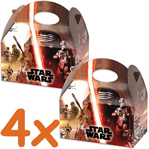 4 Geschenkboxen aus Pappe * STAR WARS * von Disney // CONO // Party Kinder Mottoparty Kindergeburtstag Mitgebsel Geschenktüten Tüten Partyboxen
