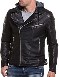 BLZ Jeans – Cazadora para hombre negro piel sintética efecto perfecto