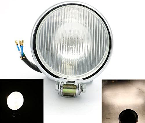 Motofans 5" 35W Chrome Motorcycle White Headlight Head Lamp For Harley Bobber Chopper