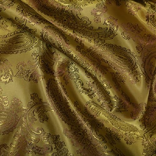 Paisley Jacquard Poly Viscose Dress Lining and Upholstery Fabric (Pistachio 20, 1 Metre)