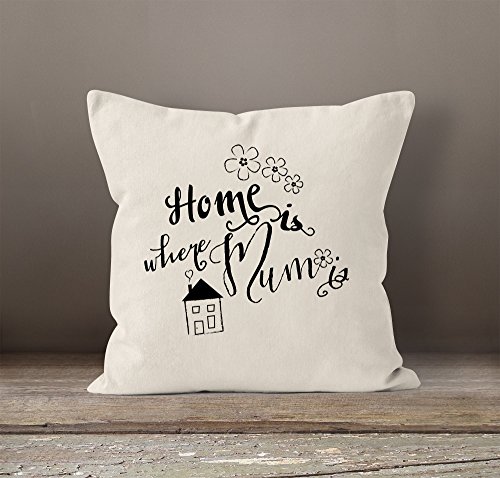Kissenbezug Home is where Mom is Geschenk für Mutter Muttertag 40×40 Baumwolle MoonWorks® natur Pullover - 2