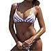 Produktbild Frauen Bademode,Hffan Damen Reizvolle Swimwear Badeanzug Bikini-Sets Gepolsterter BH Badeanzüge Badeshorts Tankinis Beachwear Neckholder Push-Up Bademode Zweiteilig Strandmode (Blau, M)