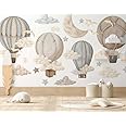 BelleImpression Hot Air Balloon Wall Stickers for Nursery Wall Decor, Removable Wall Decal Cloud Stickers for Kids Bedroom, Living Room, playroom - Neutral Large