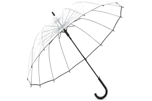 Lancoon Transparenter Regenschirm,Kuppelschirme für Frauen,mit praktischem Öffnungsmechanismus und ergonomischem Griff Schwarz