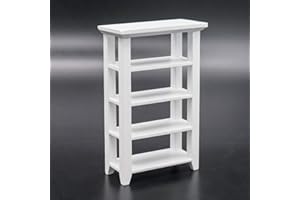 Odoria Estantería miniatura para casa de muñecas a escala 1/12, accesorios de cocina, color blanco