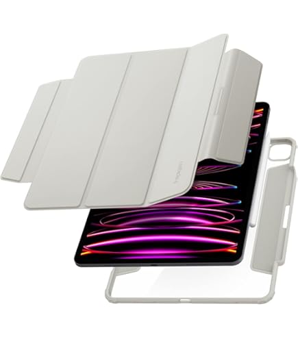 ESR Hybride hoes compatibel met iPad Pro 12,9 inch (2022/2021), iPad Pro 12,9 inch hoes met potloodhouder, afneembare magnetische afdekking, verticale standaard, Rebound 360-serie, zwart