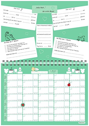 babylogbuch twins – unser erstes Jahr – inkl. Aufkleberset / Zwilling Baby-Tagebuch Baby-Kalender | Aktion: Je verkauftem Kalender wird 1€ an ROTE NASEN Deutschland e.V. gespendet. - 2